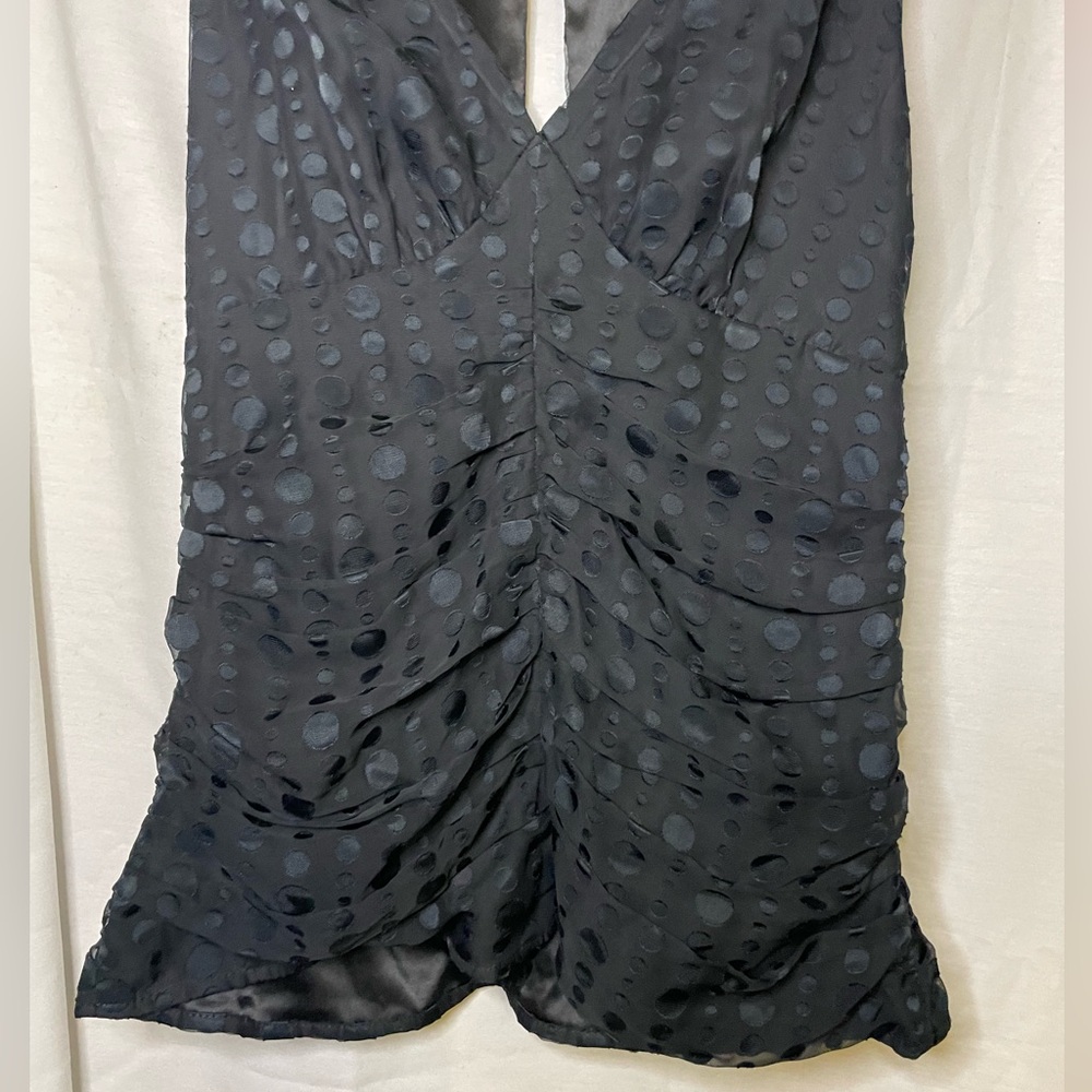 NWT Express Design Studio Black Halter Tank Top with black dots pattern Size 6 - Picture 2 of 11
